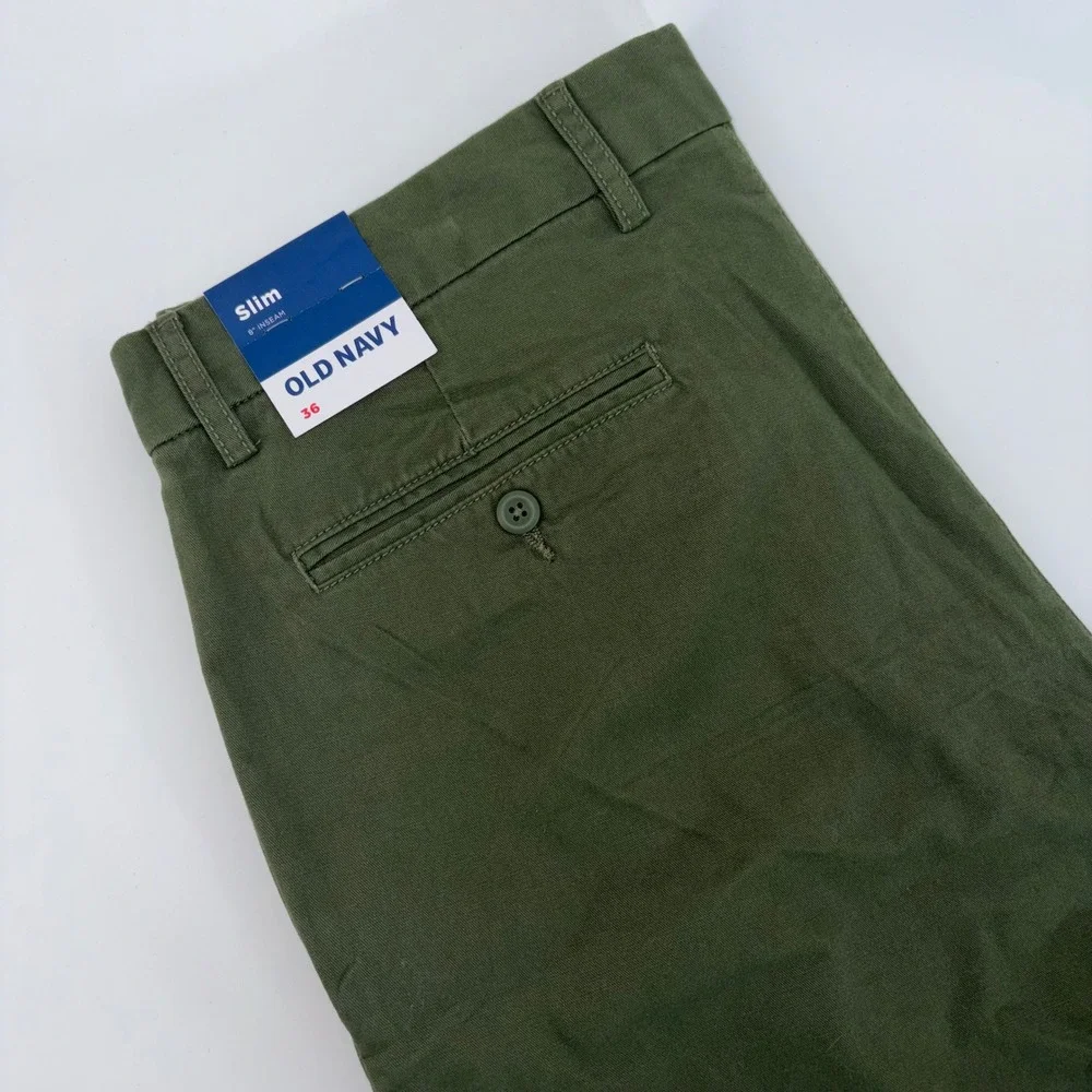 Old Navy Ultimate Slim Built-In Flex Chino Shorts Mens 36 Olive Green 8